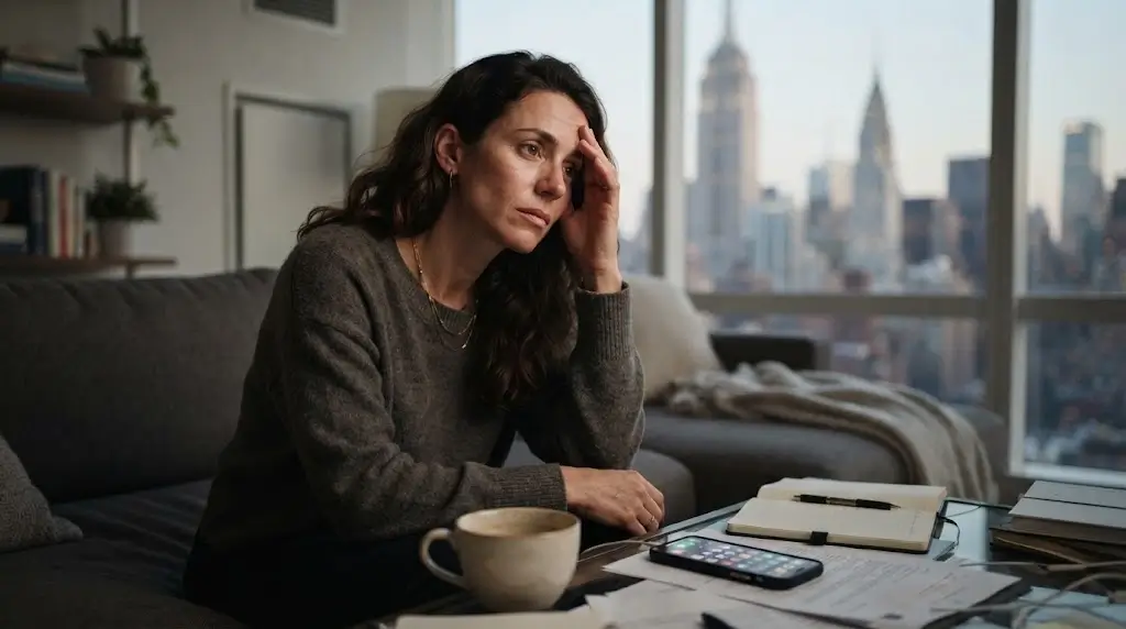 Woman experiencing signs commonly associated with the evil eye