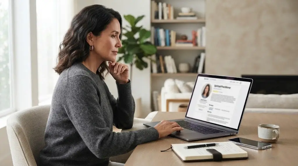 Woman consulting a spiritual practitioner about a romantic relationship