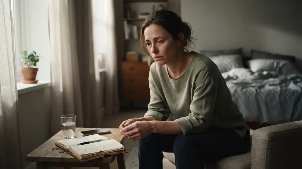 Woman experiencing emotional heaviness associated with negative spiritual energy