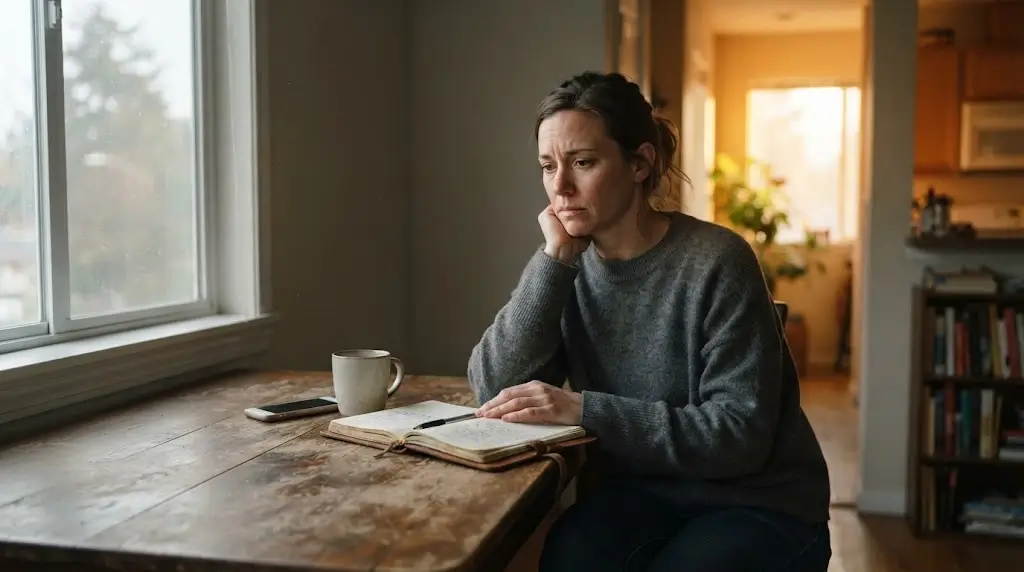 Woman experiencing emotional heaviness associated with negative energy