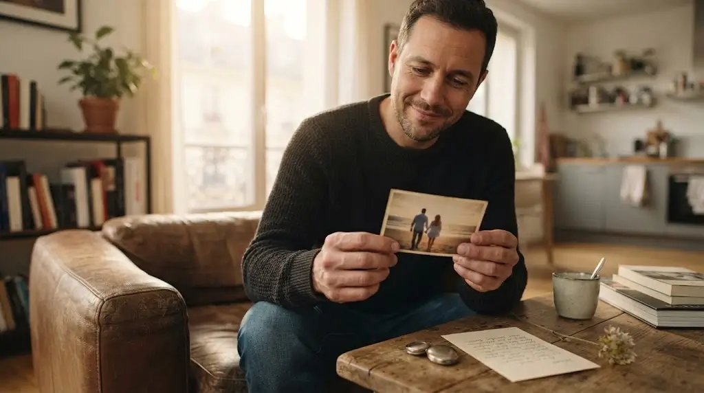 Man looking at memories from a past relationship