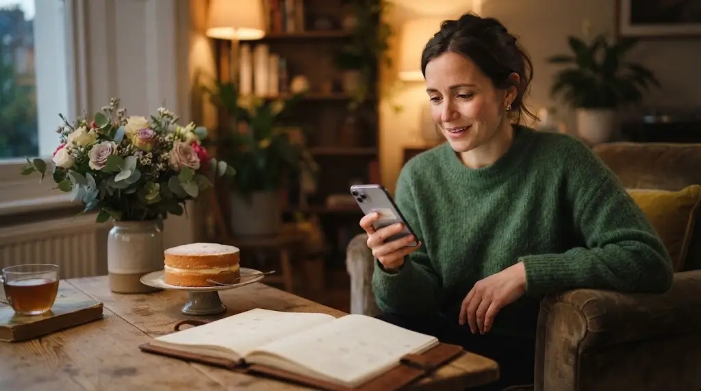 Woman receiving an unexpected message from her ex