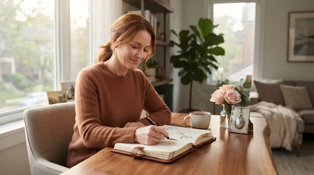 Woman journaling while focusing on emotional healing