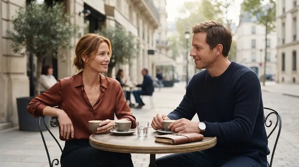 Former couple having a calm conversation after time apart
