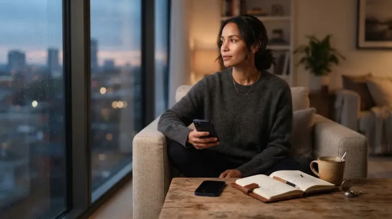 Woman choosing no contact with her ex while reflecting after a breakup