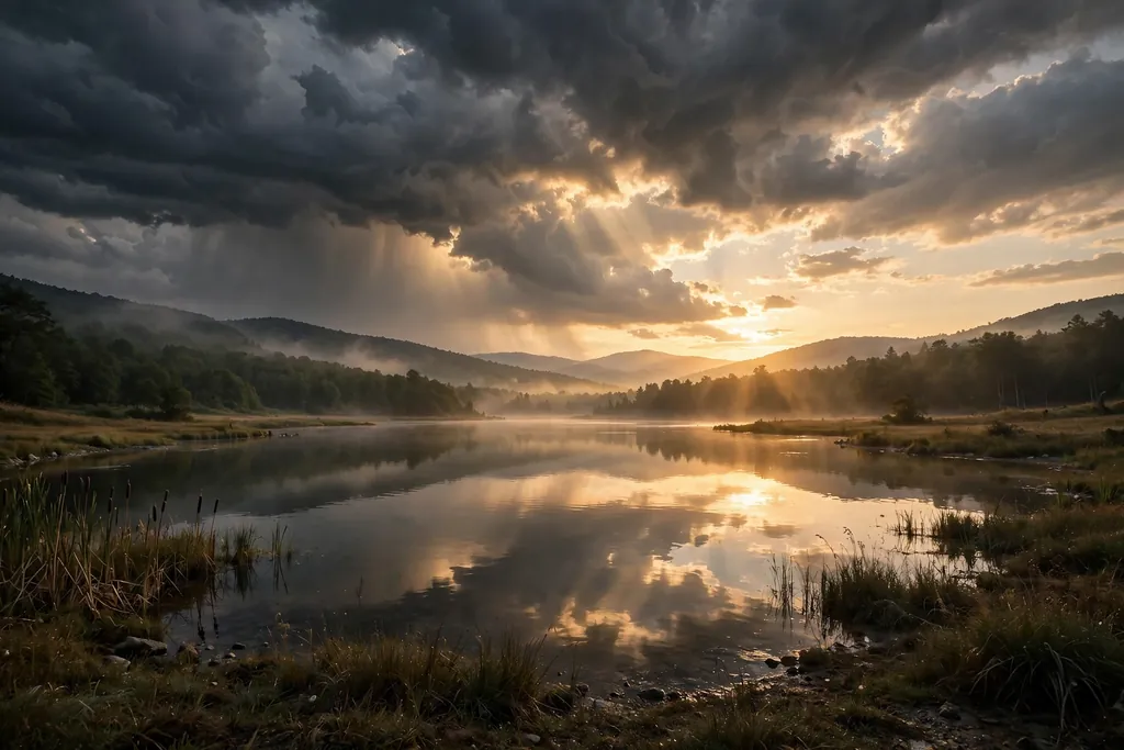 Dark storm clouds clearing to reveal a golden sunrise, a sign of hope after a love spell feels wrong