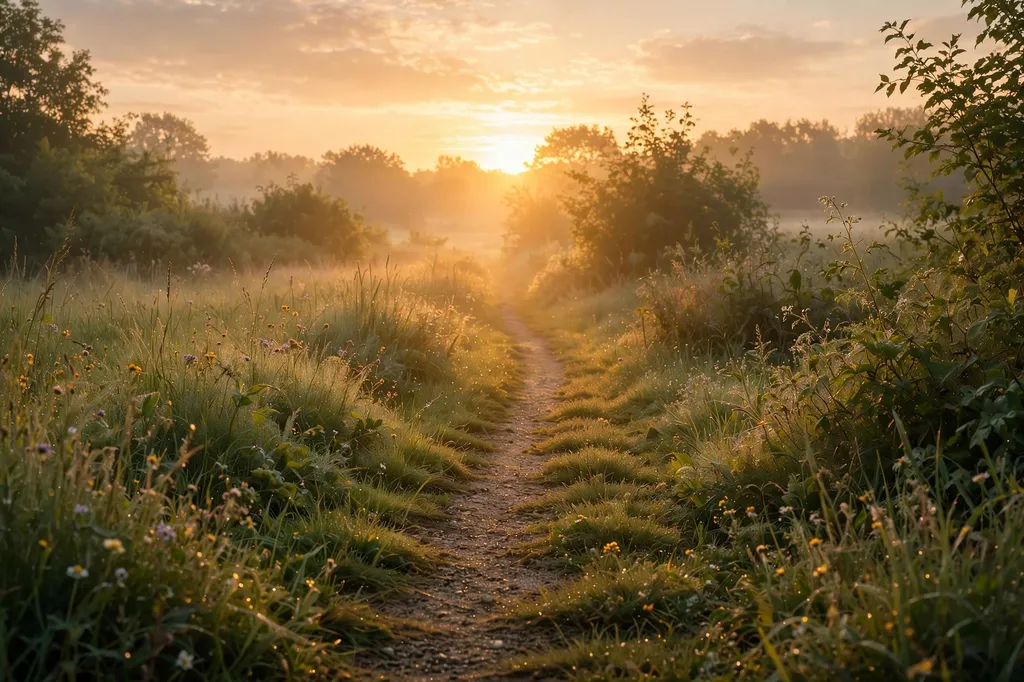 Sunrise over a quiet path